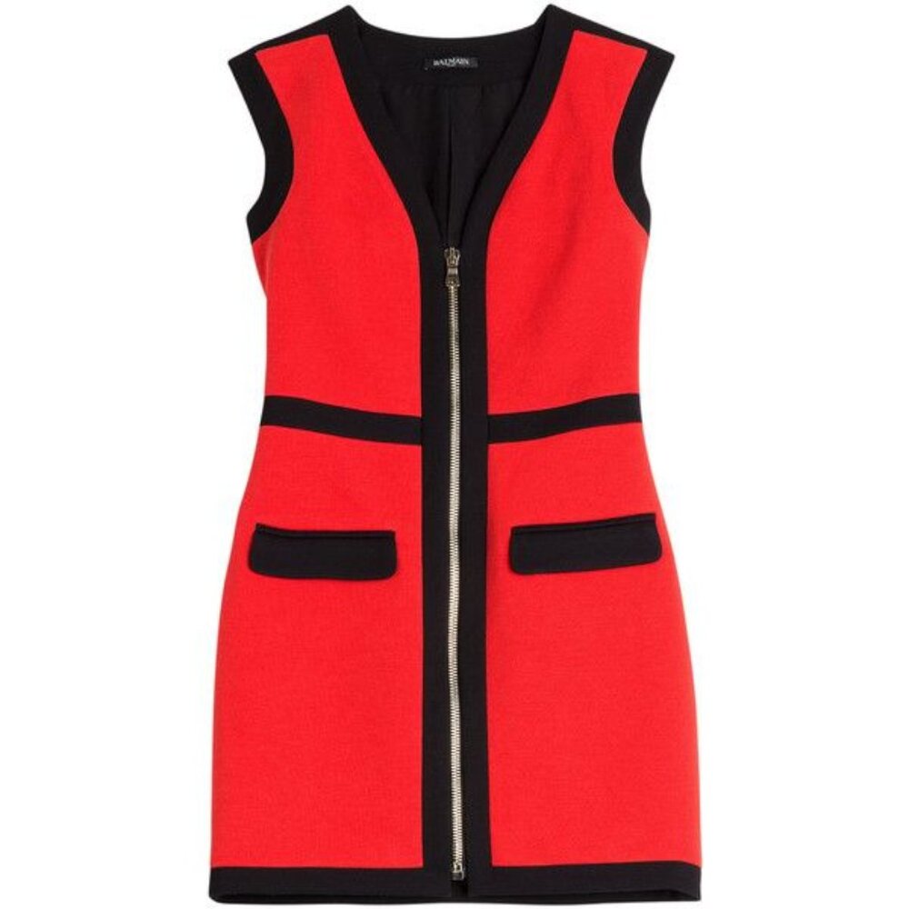 Balmain – Black & Red Short Dress (EU 38)